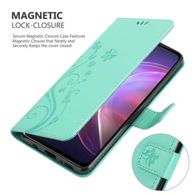 Vivo V21 4G / 5G lommebokdeksel Blomster (turkis)