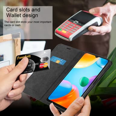Xiaomi RedMi 10C / POCO C40 lommebokdeksel case (svart)