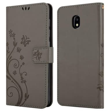 Samsung Galaxy J3 2017 lommebokdeksel Blomster (grå)