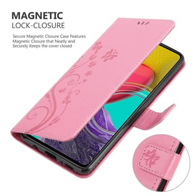 Samsung Galaxy M53 5G lommebokdeksel Blomster (rosa)
