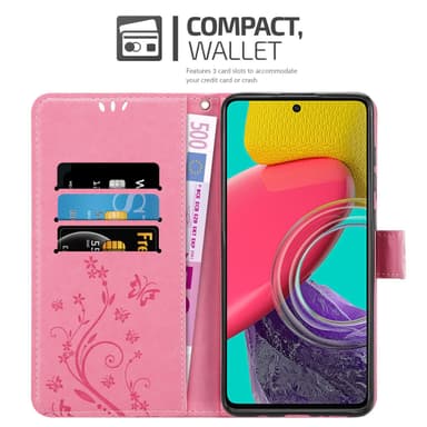Samsung Galaxy M53 5G lommebokdeksel Blomster (rosa)