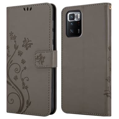 Xiaomi POCO X3 GT lommebokdeksel Blomster (grå)