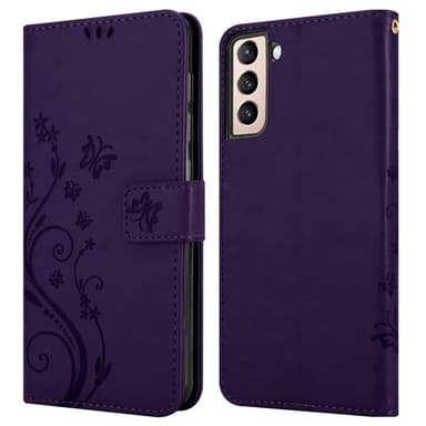 Samsung Galaxy S21 5G lommebokdeksel Blomster (lilla)
