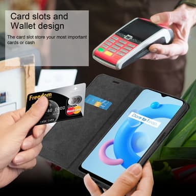 Realme C11 2021 lommebokdeksel case (svart)