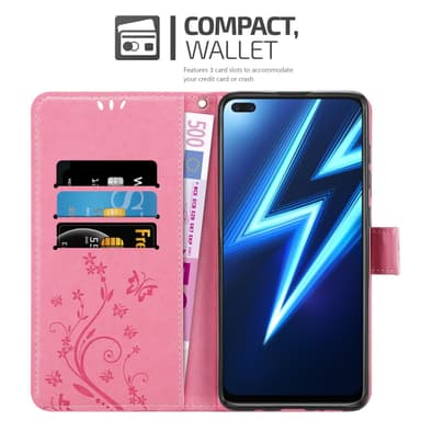 Realme 6 PRO lommebokdeksel Blomster (rosa)