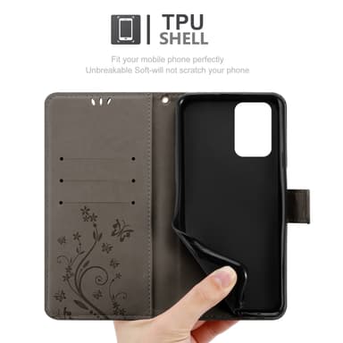 Xiaomi POCO X3 GT lommebokdeksel Blomster (grå)