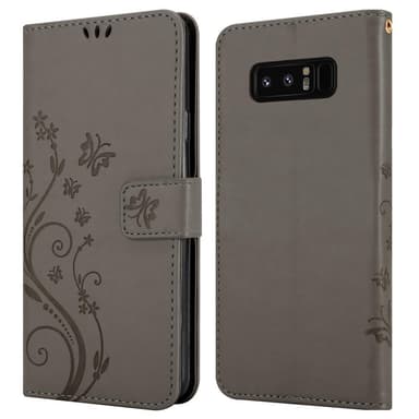Samsung Galaxy NOTE 8 lommebokdeksel Blomster (grå)