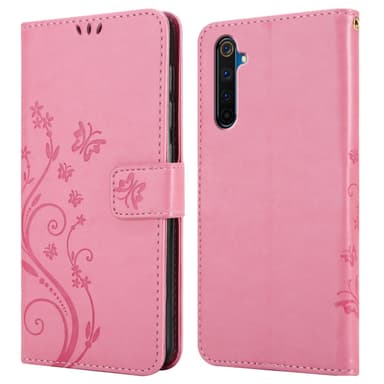 Realme 6 PRO lommebokdeksel Blomster (rosa)