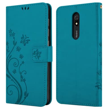 Xiaomi RedMi 8A lommebokdeksel Blomster (blå)