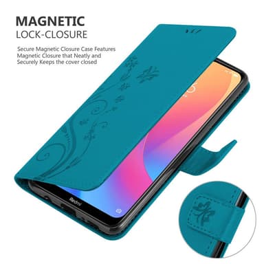 Xiaomi RedMi 8A lommebokdeksel Blomster (blå)