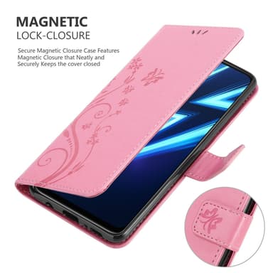 Realme 6 PRO lommebokdeksel Blomster (rosa)