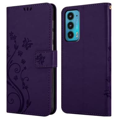 Motorola EDGE 20 lommebokdeksel Blomster (lilla)