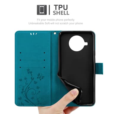Xiaomi Mi 10T LITE lommebokdeksel Blomster (Blå)