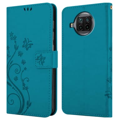Xiaomi Mi 10T LITE lommebokdeksel Blomster (Blå)