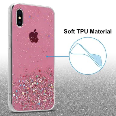 iPhone XS MAX Silikondeksel Glitter (rosa)