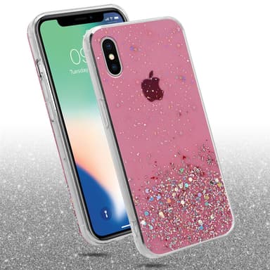 iPhone XS MAX Silikondeksel Glitter (rosa)