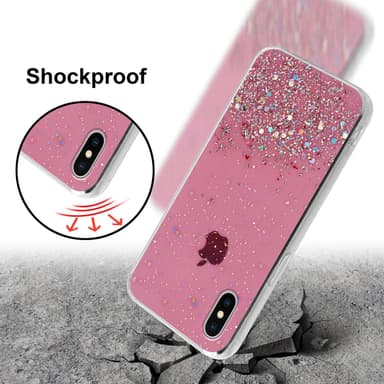 iPhone XS MAX Silikondeksel Glitter (rosa)