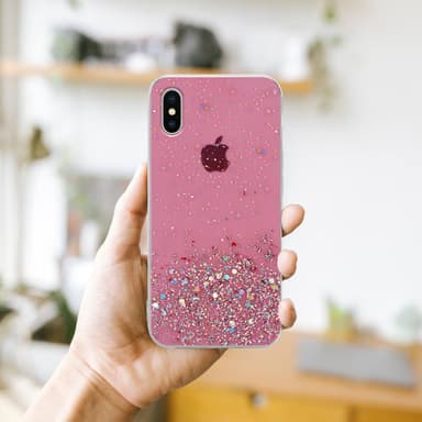 iPhone XS MAX Silikondeksel Glitter (rosa)