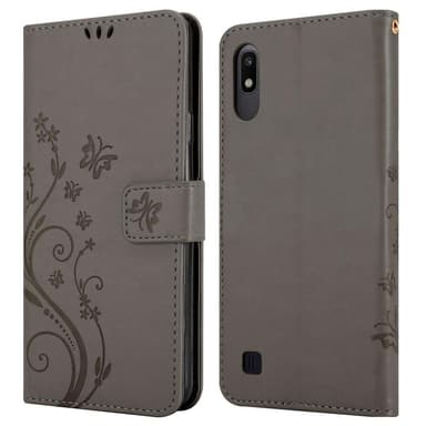 Samsung Galaxy A10 / M10 lommebokdeksel Blomster (grå)