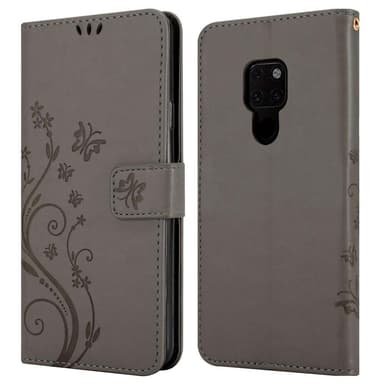 Huawei MATE 20 lommebokdeksel Blomster (grå)