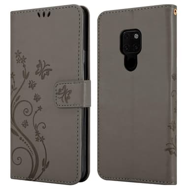 Huawei MATE 20 lommebokdeksel Blomster (grå)