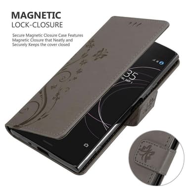 Sony Xperia XZ1 lommebokdeksel Blomster (grå)