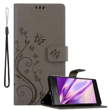Sony Xperia XZ1 lommebokdeksel Blomster (grå)
