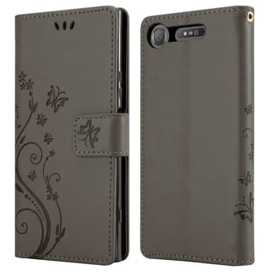 Sony Xperia XZ1 lommebokdeksel Blomster (grå)