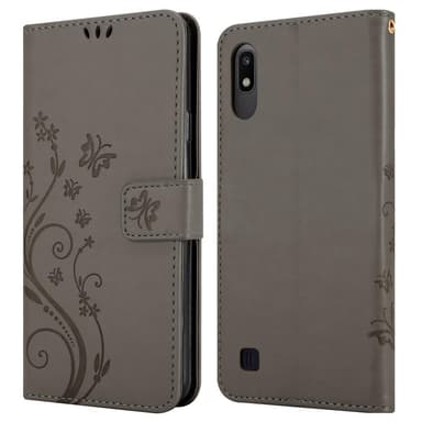 Samsung Galaxy A10 / M10 lommebokdeksel Blomster (grå)
