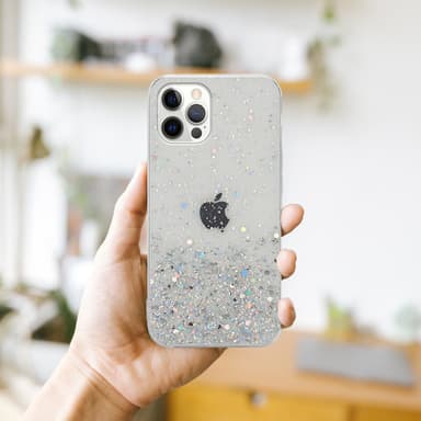 iPhone 12 PRO MAX Silikondeksel Glitter (gjennomsiktig)