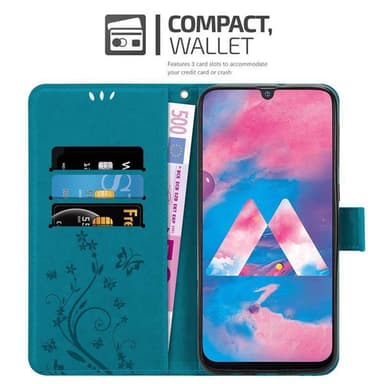Samsung Galaxy M30 / A40s lommebokdeksel Blomster (blå)