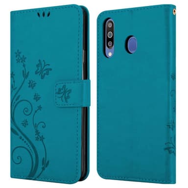 Samsung Galaxy M30 / A40s lommebokdeksel Blomster (blå)