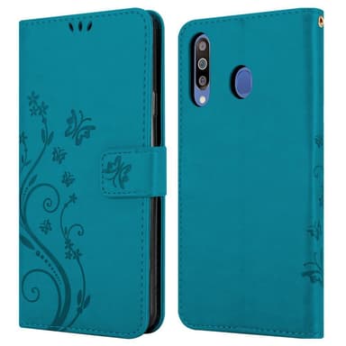 Samsung Galaxy M30 / A40s lommebokdeksel Blomster (blå)
