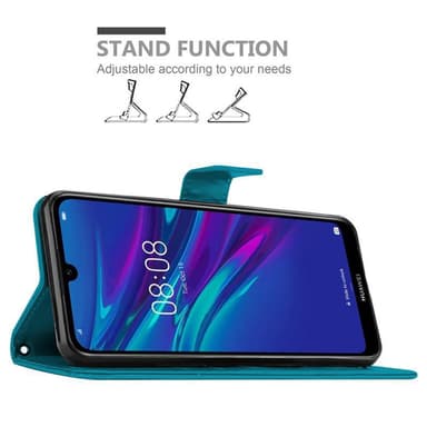 Huawei Y6 2019 lommebokdeksel Blomster (blå)
