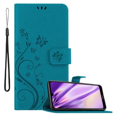Huawei Y6 2019 lommebokdeksel Blomster (blå)