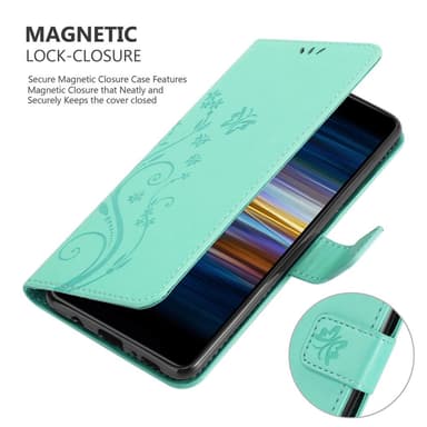 Sony Xperia L3 lommebokdeksel Blomster (turkis)
