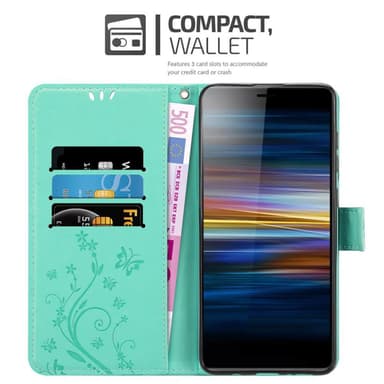 Sony Xperia L3 lommebokdeksel Blomster (turkis)