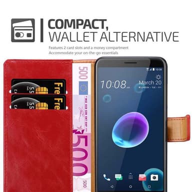HTC Desire 12 lommebokdeksel etui (rød)
