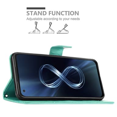 Asus ZenFone 8 lommebokdeksel Blomster (turkis)