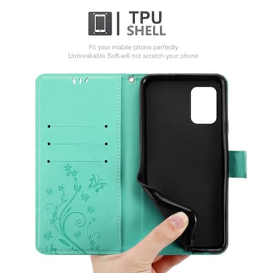 Asus ZenFone 8 lommebokdeksel Blomster (turkis)