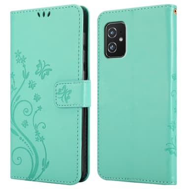 Asus ZenFone 8 lommebokdeksel Blomster (turkis)
