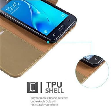 Samsung Galaxy J1 2016 lommebokdeksel etui (brun)