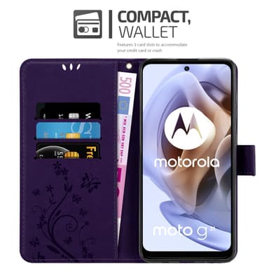 Motorola MOTO G31 / G41 lommebokdeksel Blomster (lilla)