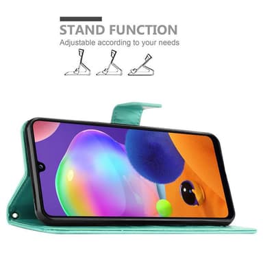 Samsung Galaxy A31 lommebokdeksel Blomster (turkis)