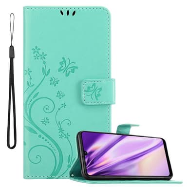 Samsung Galaxy A31 lommebokdeksel Blomster (turkis)