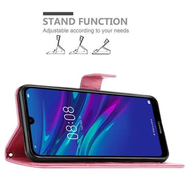 Huawei Y6 2019 lommebokdeksel Blomster (rosa)