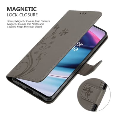 OnePlus Nord CE 5G lommebokdeksel Blomster (grå)