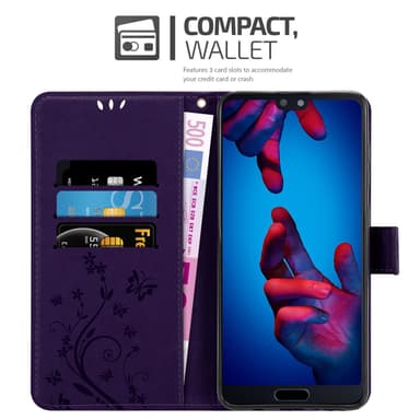 Huawei P20 lommebokdeksel Blomster (lilla)