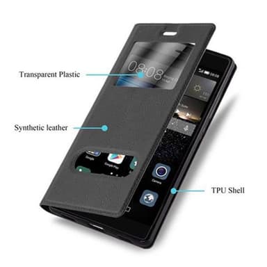 Huawei P8 lommebokdeksel cover (svart)