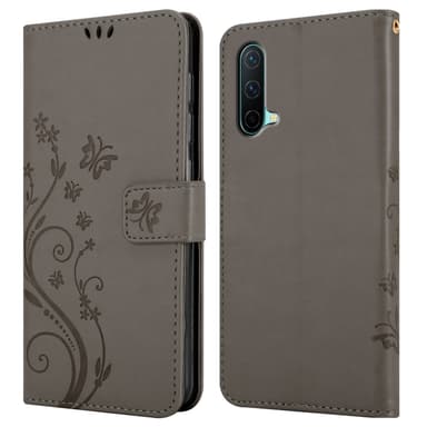 OnePlus Nord CE 5G lommebokdeksel Blomster (grå)